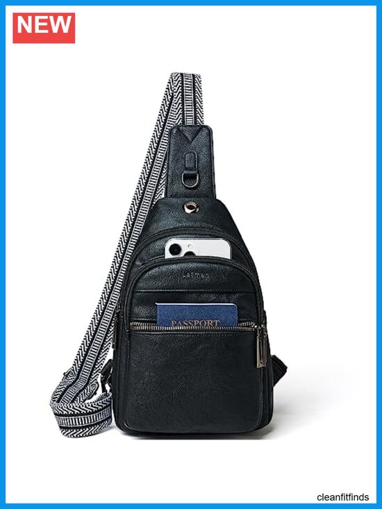 Handbags - Faux Leather 7L Sling Bag Women Anti Theft Crossbody Chest Backpack Purse